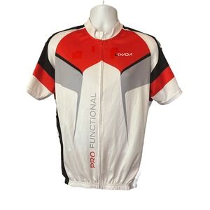 Lixada Red White Black Full Zip Cycling Jersey Adult Extra Large Pro Functional
